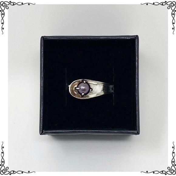 Vintage Fresh Water Pearl Open Shank Silver Ring - Picture 1 of 7